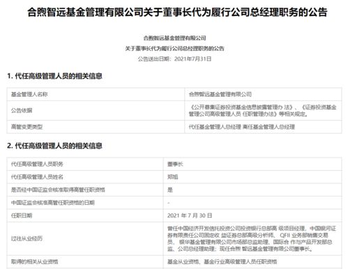 合煦智远基金总经理赵新宇因个人原因离任，国际投资分析师背景引人关注